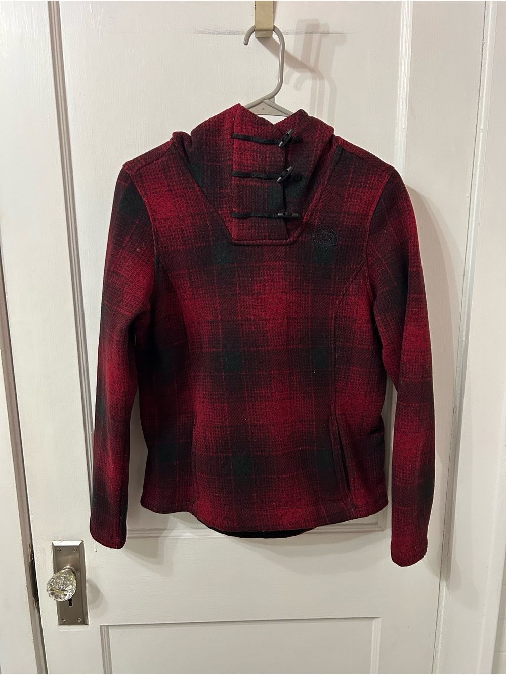The North Face Red and Black Hooded Fleece